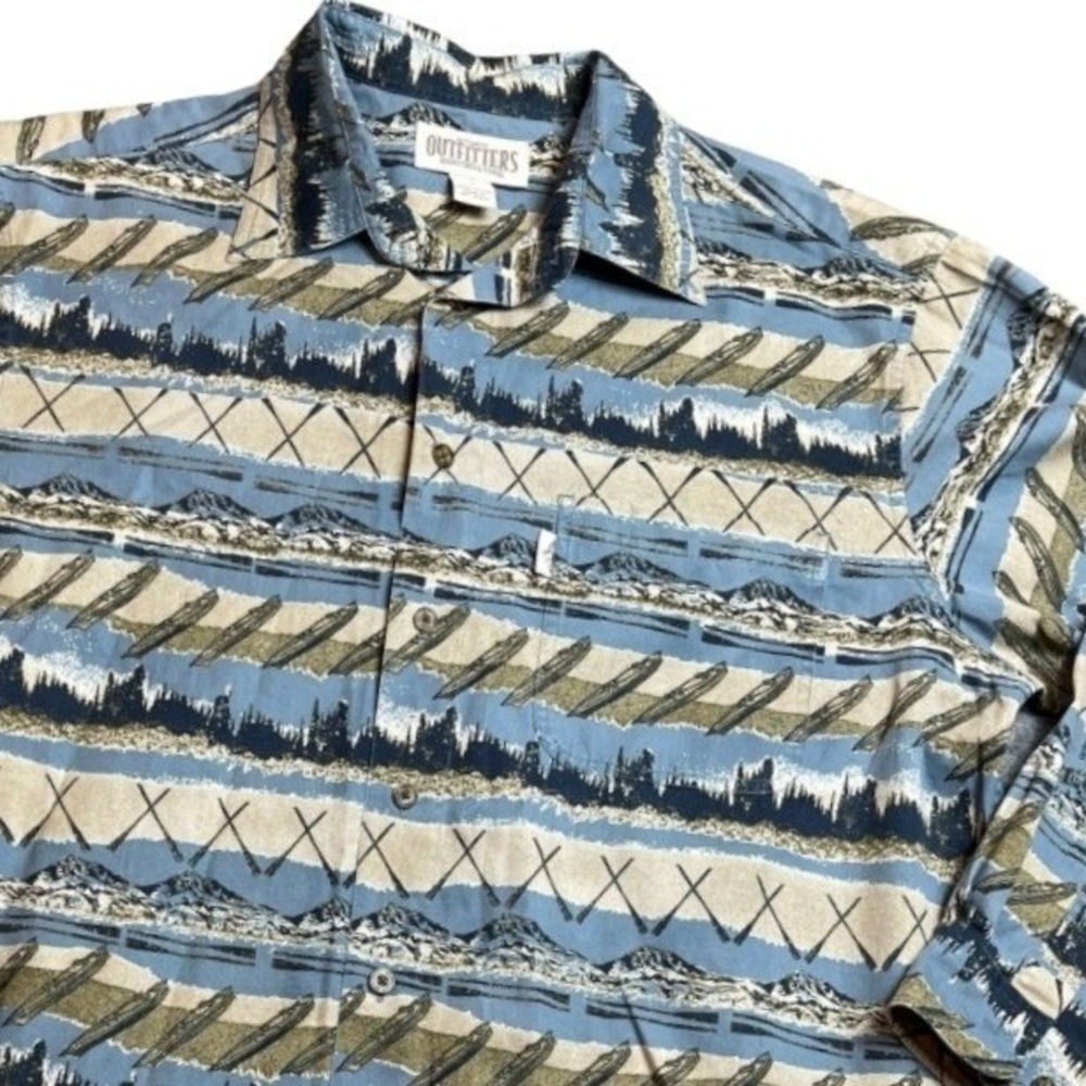 VTG‎ Outfitters Button-Up Shirt Mens L All over Pattern Long Sleeve Casual Retro